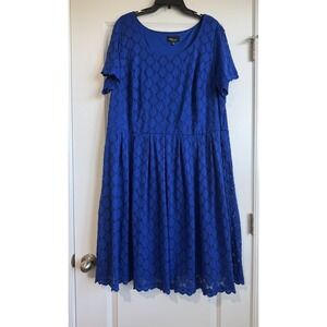 RN Studio by Ronni Nicole Women's Geo Lace Short Sleeve Round Neck Midi Dress 3X